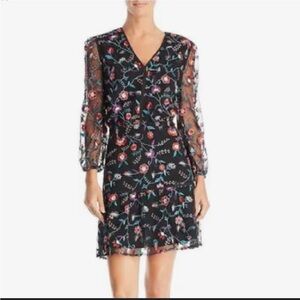 Sam Edelman Black Floral Red Pansy Mini Dress Size 2